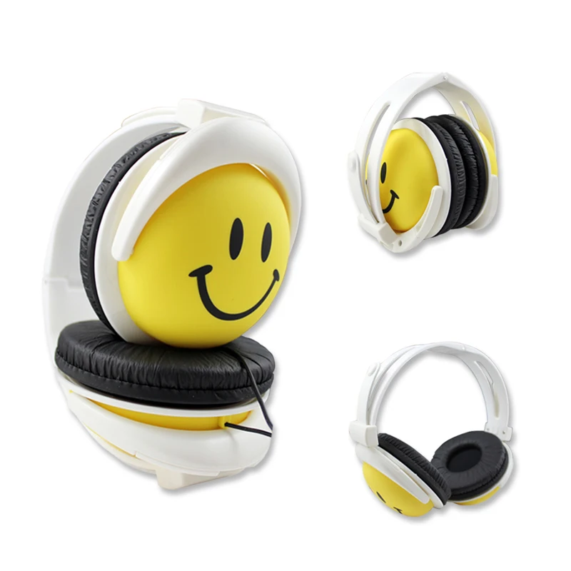 

New Fashion And Cute Style Smile Face Headphone Earphones Headset For Computer MP3 PSP DJ Free Shipping