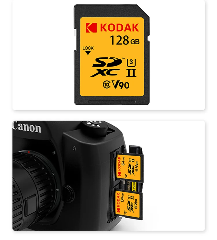 KODAK V90 высокое Скорость слот для карт памяти 128 Гб 64 Гб UHS-II SD карта памяти SDXC карты памяти 280 МБ/с. для зеркальной однообъективной камеры/HD камера карты памяти sd