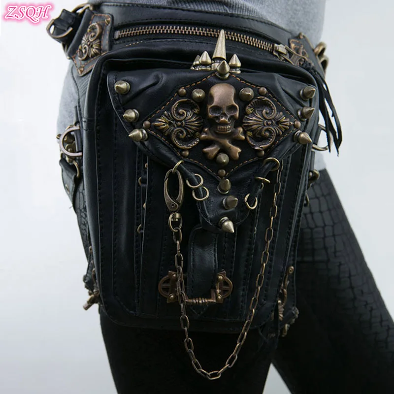 

Steampunk Waist Bags Gothic Handbag Shoulder Bag Vintage Retro Rock Women Street Style Mini Motorcycle Leg Bag