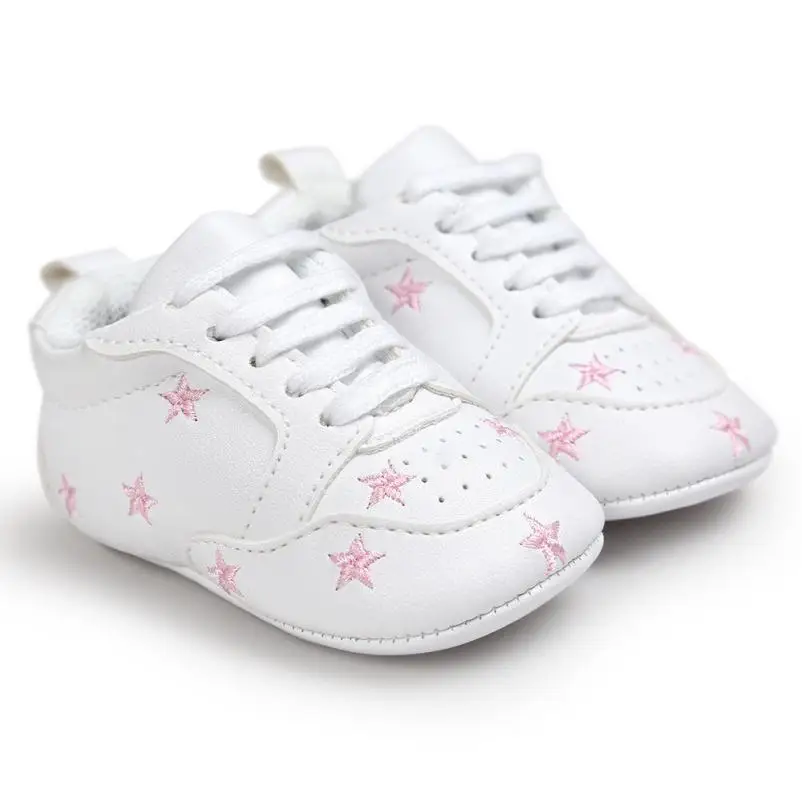 Весенне-Осенняя детская обувь с вышивкой, с пятиконечной звездой и сердечком, с мягкой подошвой, обувь для малышей, повседневная обувь - Цвет: Pink 2