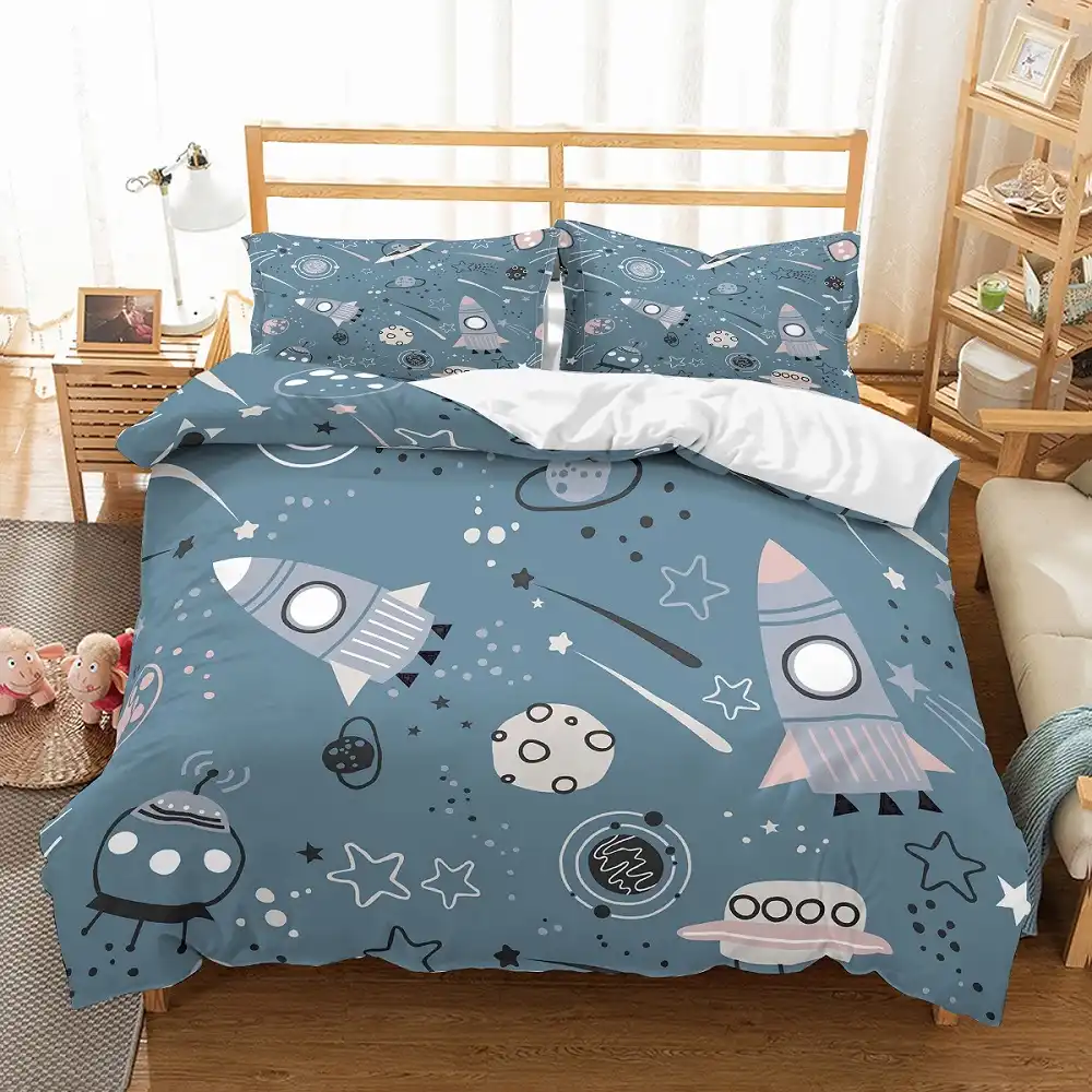 Boys Duvet Cover Set 100 Microfiber Kids Space Planet Aliens