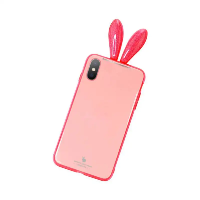 

Hot Cute Cartoon Fashion Cover Cute Bunny Rabbit Ears Tail Phone Back Cover3D Rabbit Ear Phone Case For iPhone XR/XS/XS Max/X