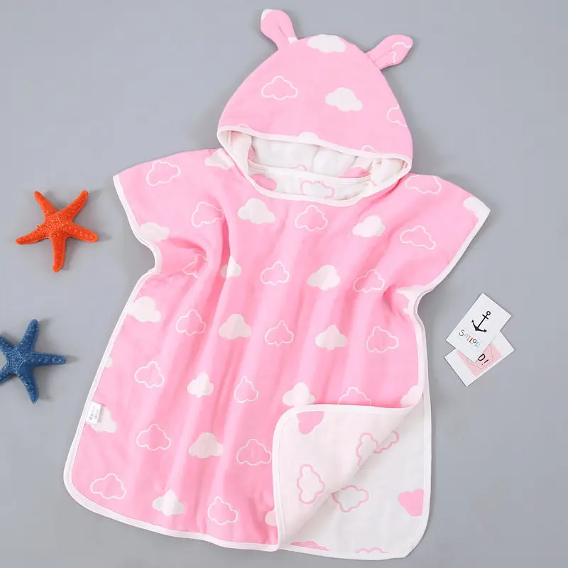 Baby Bath Towel for Newborns Child Hooded Baby Towel With Hood Muslin Baby Cotton Gauze Cloth New Born beach Towel for Children - Цвет: 7 Fenbaiyun