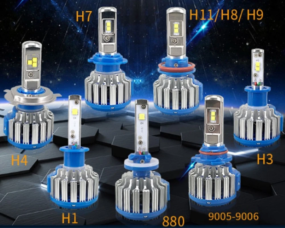 Автомобильный головной светильник H7 H4 светодиодный H8 H11 HB3 9005 HB4 9006 H1 H3 9012 H13 9004 9007 70 Вт 7000lm Авто лампы фары 6000 К светильник T1 Стиль