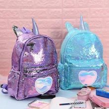 Рюкзак из искусственной кожи с блестками для женщин и девочек, школьные сумки для девочек-подростков, рюкзак, сумка с изображением единорога, Mochila Mujer, детский рюкзак