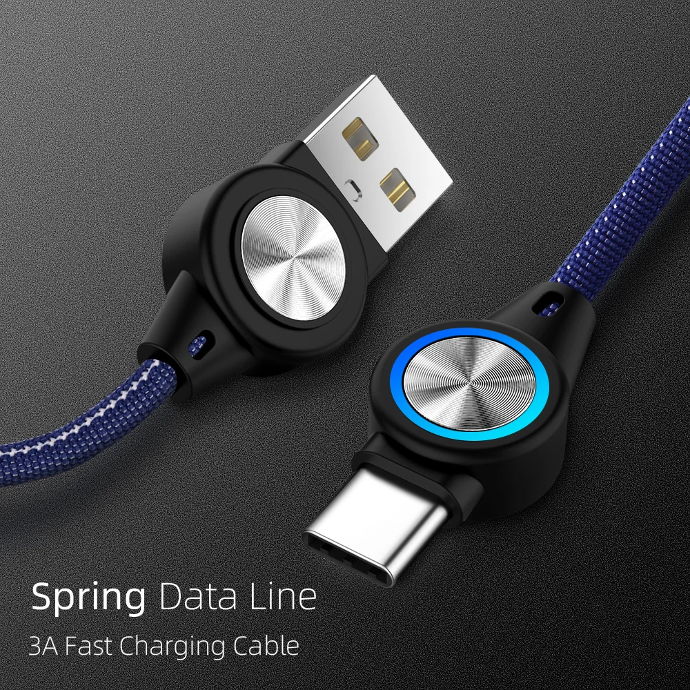 Robotsky 3A USB C Micro USB кабель для быстрой зарядки для huawei samsung Xiaomi Android мобильного телефона USBC MicroUSB пружинная Дата линия