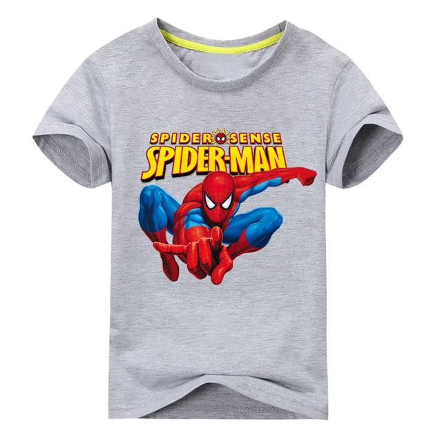 Children Short Sleeve T-shirt For Boy Tee Tops Clothes Girls Cartoon Spiderman Pattern T Shirt Kids 100%Cotton Top CostumeDX034 2