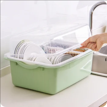 

Kitchen drain dish rack with lid plastic cupboard tableware cutlery storage box put dish rack drip plate bowl rack XI3191556