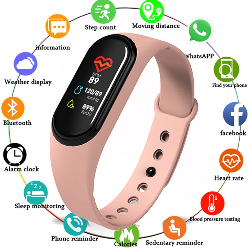  Newest M4 Smart Bracelet Fitness Tracker Smart Band Heart Rate Monitor WhatsApp Facebook Reminder - 4000013685523