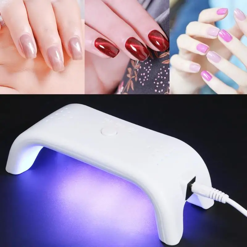 12W Mini Nail Dryer 6LED Curing UV Lamp 3 Timing UV Gel Extension Gel