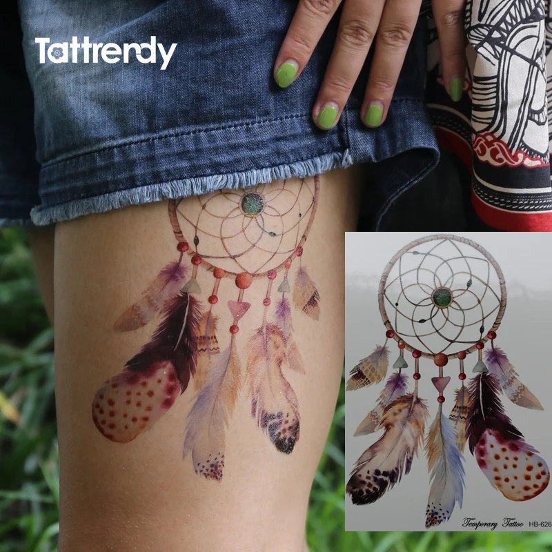 

Waterproof Temporary Tattoos sticker lace mandala dreamcatcher dream catcher Big tattoo Water Transfer fake flash tattoo Leg Arm