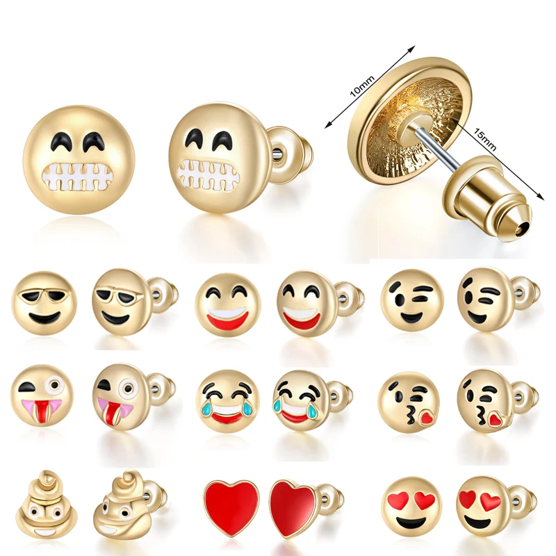 

Hot Creative Expression Pack Emoji Earrings Women Studs Earrings Cute Cartoon Earring ForWomen Girls Jewelry Best Friend Gift