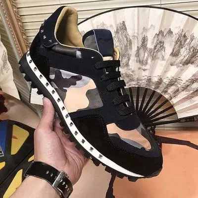 

Shoes men seasons new high-end camouflage casual shoes with rivets shoes leather couple fashion wild camouflage luxury brands