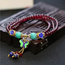 Натуральный гранатовый браслет многооборотный 4 мм позолоченный перегородчатой браслет