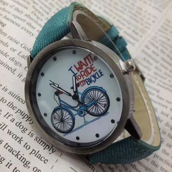 

Vintage Watch Denim Bicycles Male And Female Students Couple Table Men's watch Wrist Party decoration suit Dress Watch gifts mal