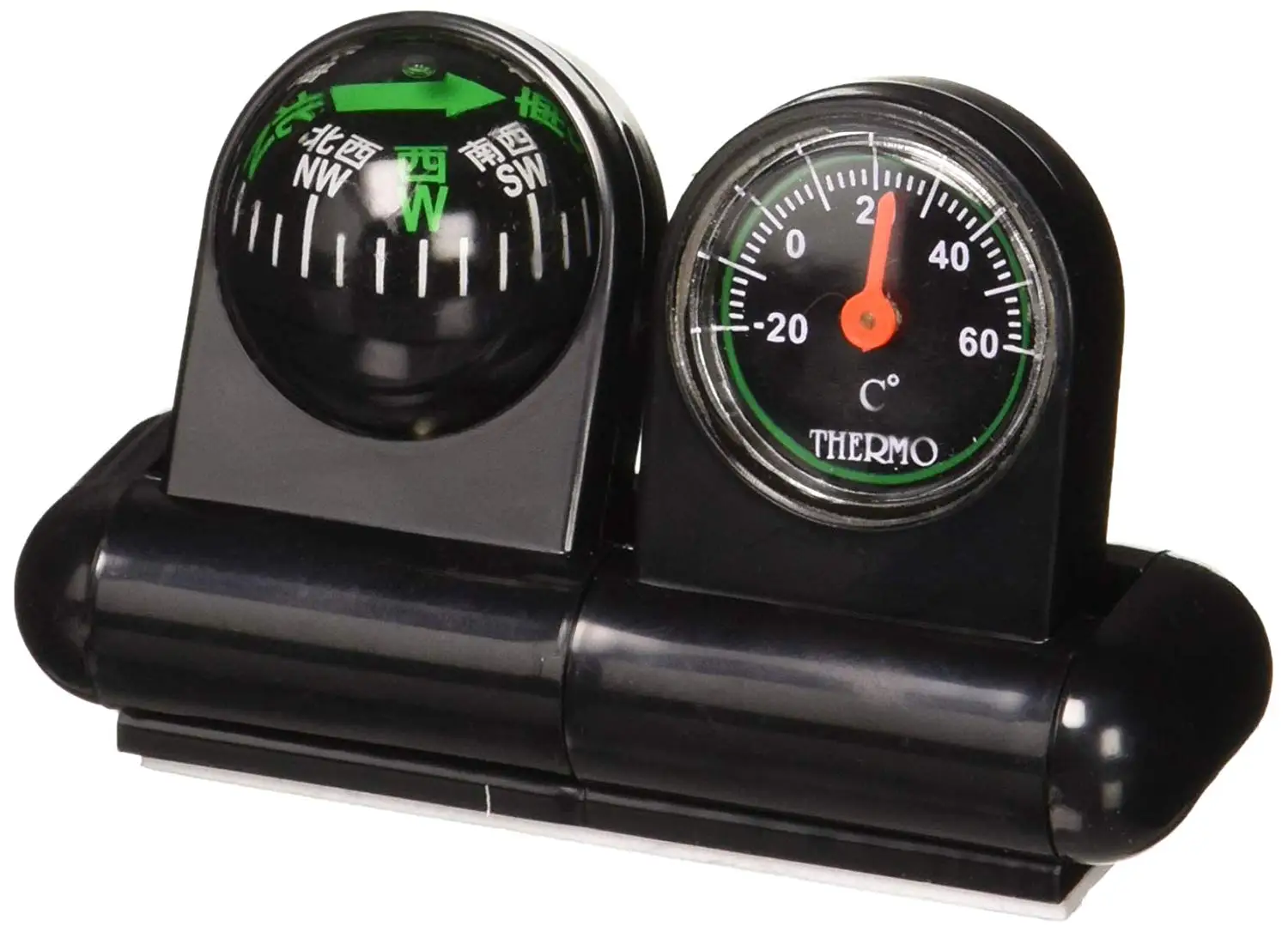 uxcell 1 Pack 2 in 1 Black Compass Thermometer Guide Ball Car Vehicle