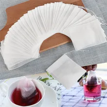 Новые пустые пакетики для чая фильтр 100 шт одноразовые мешки для фильтрования чая пустой хлопок шнурок уплотнение фильтр Feb22#30