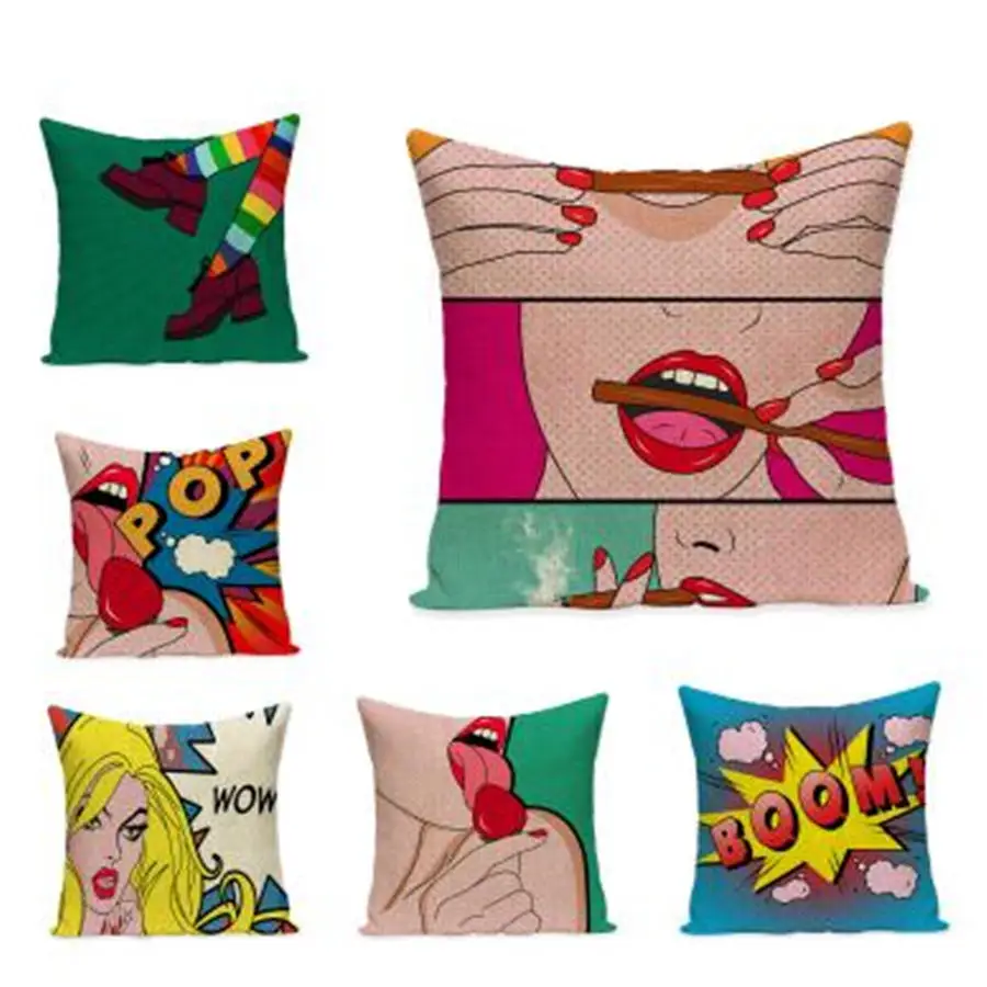 البوب الفن صوفا رمي سادة غطاء السرير الأمريكي ديكور المنزل مكتب الرئاسة الرجعية الكرتون وسادة الزخرفية الغلاف 45x45 سنتيمتر e1433 البوب الفن صوفا رمي سادة غطاء السرير الأمريكي ديكور المنزل مكتب الرئاسة الرجعية الكرتون وسادة الزخرفية الغلاف 45x45 سنتيمتر e1433