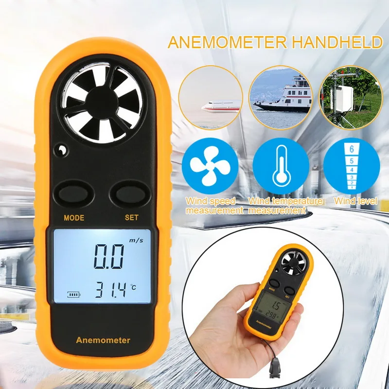 

Digital Anemometer Wind Speed Meter GM816 Wind Speed Gauge Meter -10 ~ 45C Temperature Tester Anemometro with Backlight Display
