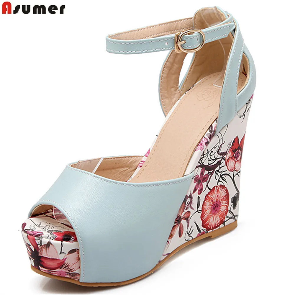ladies blue wedges