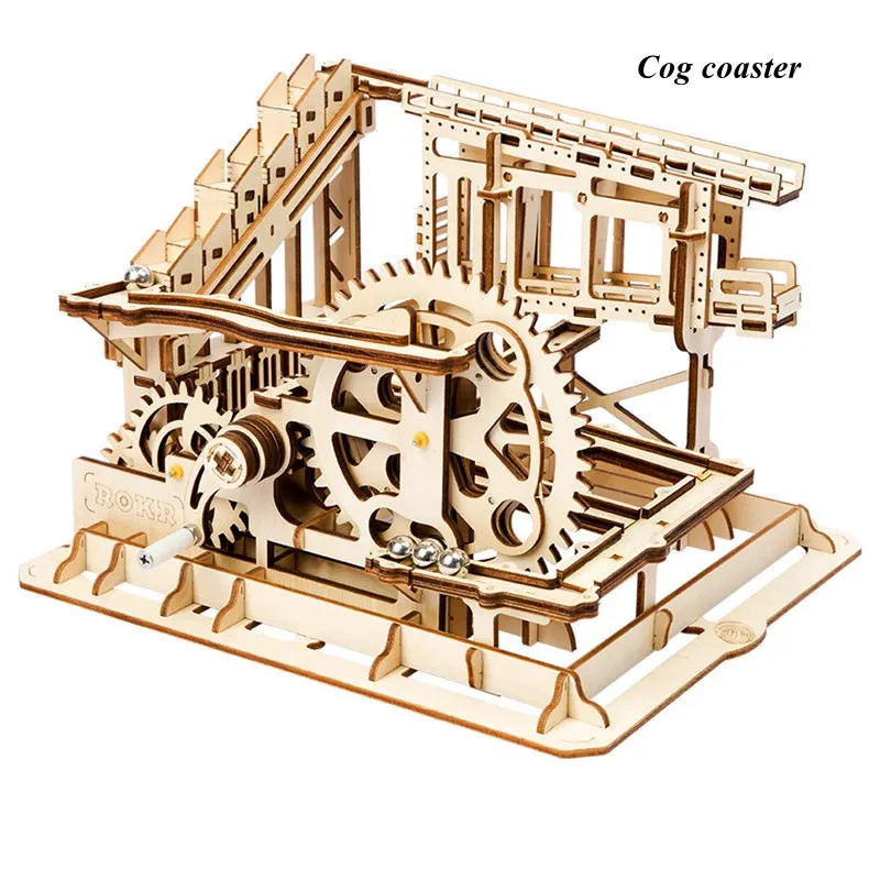 Cog coaster Robotime 4 вида мраморная игра DIY водное колесо деревянная модель строительные наборы сборка игрушка подарок для детей и взрослых дропшиппинг - Цвет: Cog coaster