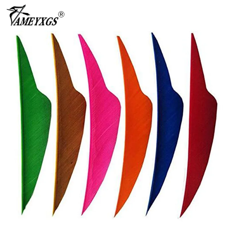 

50PCS 4" Archery Shield Arrow Feather Right Wing Arrow Cut Vanes Natural Turkey Fletching For Hunting Shooting Arrows Accessory