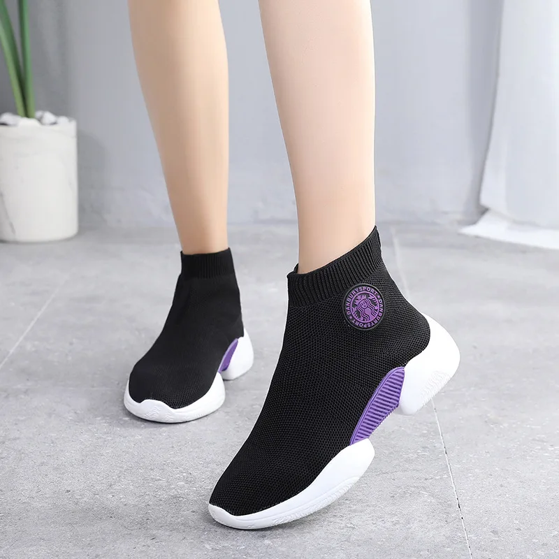 JINBEILEE Women's new solid color small fresh flying woven casual shoes high to help sports wind socks socks shoes JINBEILEE Women's new solid color small fresh flying woven casual shoes high to help sports wind socks socks shoes