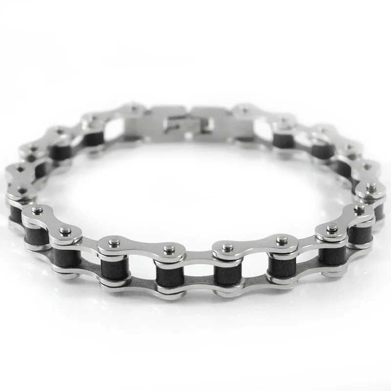 316L Stainless Steel Bike Bracelet Chain Mens Jewelry, Bicyble, 8.6