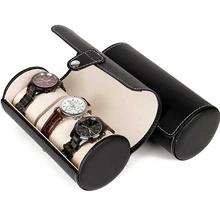 Роскошный дисплей часов Подарочная коробка рулон 3 слота наручные часы ожерелье браслет Ювелирная коробка из искусственной кожи для хранения Путешествия сумка