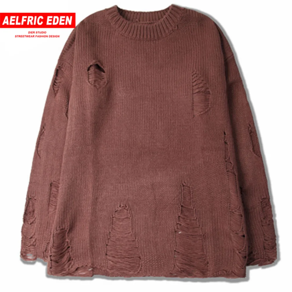 Aelfric Eden повседневные рваные мужские свитера, Модный пуловер Heren, Мужская Уличная одежда, свитер Kanye West, вязаные свитера SNL666