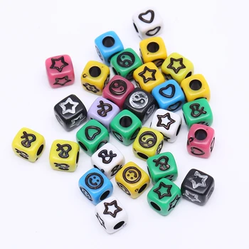 

CHONGAI 200Pcs Acrylic Square Multi-pattern Random Mixing Beads for Jewelry Making DIY Beads Accessories 6mm