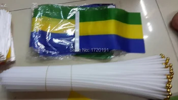 

100 PCS/ lot Promotion Wholesale allSme Gabon Hand Waving National Flag 14*21cm #8 Polyester Flag Free Shipping