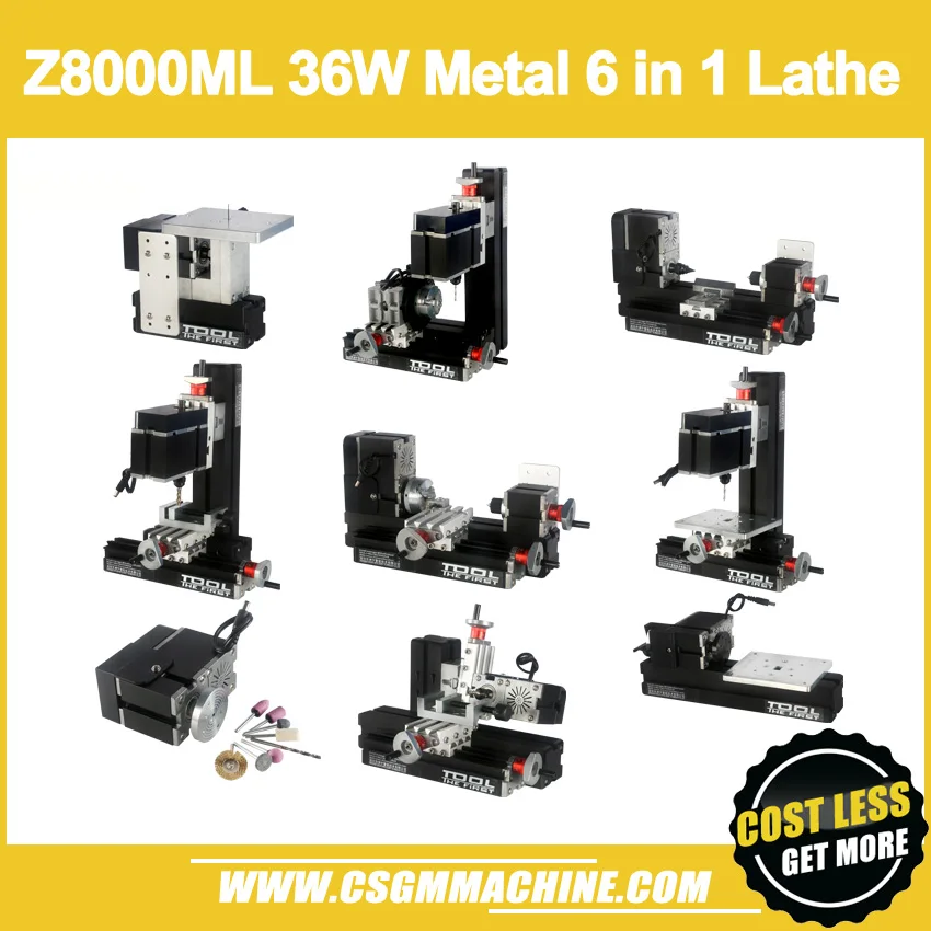 

Z8000ML Metal 8 in 1 Mini lathe/36W,12000rpm Mini in1 lathe Machine/DIY Powerful metal lathe/Lathe kIt