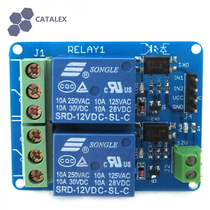 Высокий ток 12 В 2 канала двойной релейный модуль с реальными анод изоляции для Arduino/RPi/AVR/ ARM/PIC