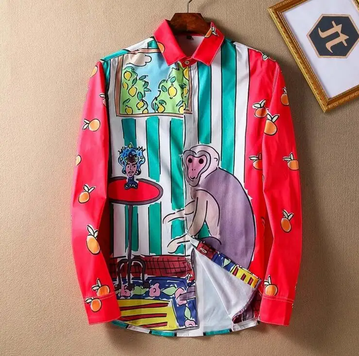 autumn thin men's casual shirts European and American high end