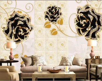 

beibehang Custom luxury embossed black rose flower wallpaper jewelry wallpaper home decoration living room wall wallpaper wall