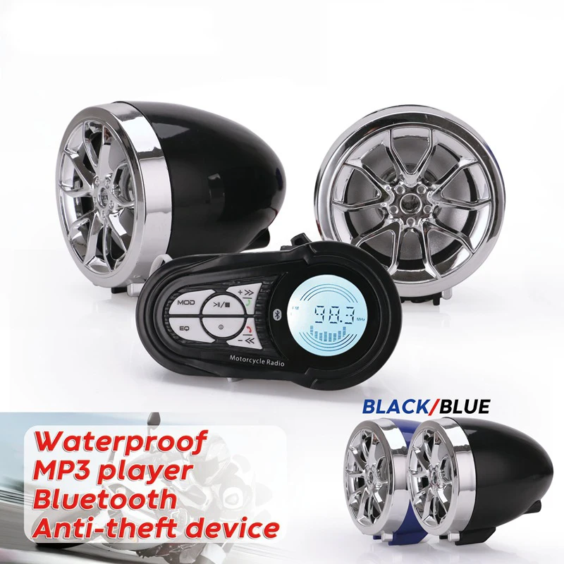 

Universal Motorcycle Audio Waterproof MP3 Player Bluetooth Anti-Theft Device Chrome Spider Horn for Harley Touring