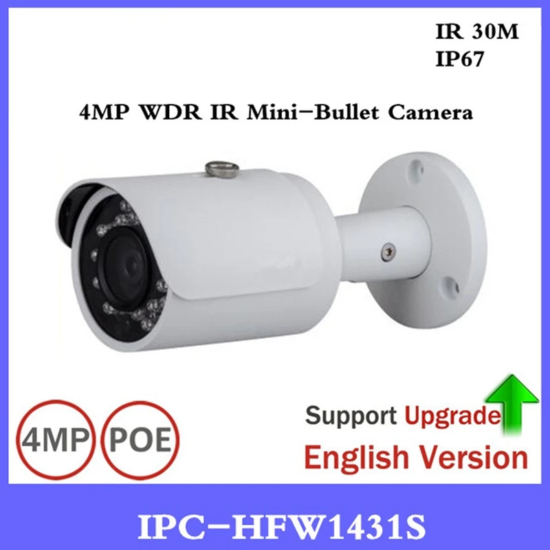 DH 4mp пуля камера IPC HFW1431S WDR День/Ночь Инфракрасного Видеонаблюдения POE Поддержка IP67