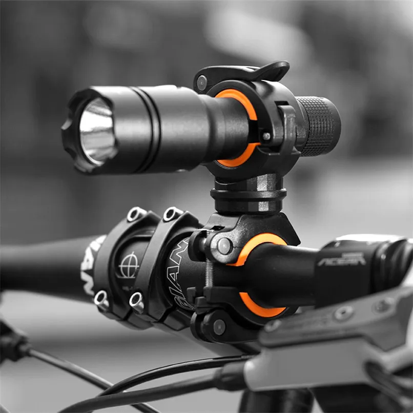 Best Sireck Bike Light Clip 360 Degree Rotatable Cycling Led Front Light Flashlight Lamp Bicycle Handlebar Holder Support Accessories 3