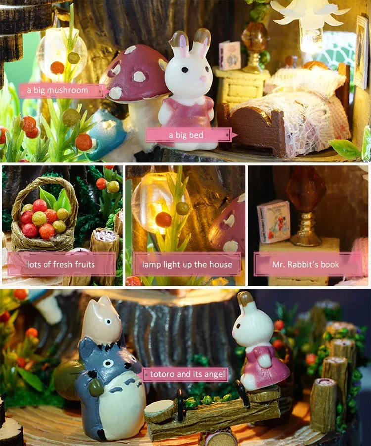 DIY собранная смола Аниме дома музыкальная шкатулка Мой сосед Тоторо подарок на день рождения Фэнтези лес конфеты кошка фигурка 1 шт