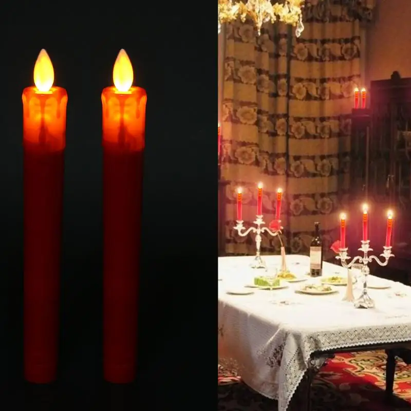 

2 Pcs Mini LED Candle Flashing Dinnner Candle Electric Battery Powered Wedding Candles For Valentine's Day Candlelight Dinner