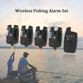 

Lixada Wireless Fishing Bite Alarms Set Digital Fishing Alarm Kit LED Alarm Indicator Alert Bell Receiver with Zippered Box