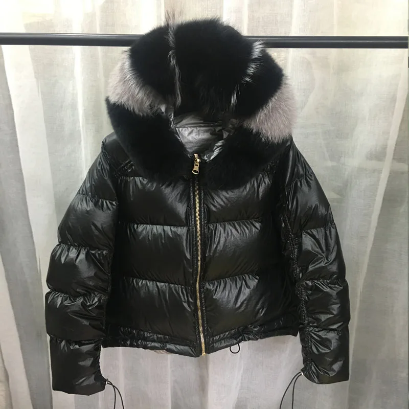 Goede Grote Echte Natuurlijke Vos Bont 2019 Winter Jacket Vrouwen Down Parka Jassen Hooded White Duck Down Jas Dubbelzijdig Waterdichte jas