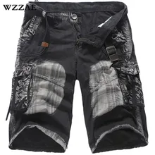 Брендовые новые мужские шорты-карго в стиле милитари с камуфляжными карманами х/б мужские Шорты повседневные короткие шорты с принтом плюс размер без пояса