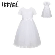 IEFiEL/платье с цветочным узором для девочек; торжественное кружевное платье с цветочным рисунком для маленьких девочек; детская одежда для свадебной вечеринки; праздничная одежда принцессы на день рождения
