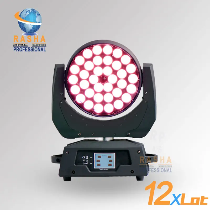 

12X Rasha Arrival 36pcs*18W 6in1 RGBAW+UV Zoom LED Moving Head Wash With Touch Screen LCD Diplay,DMX IN&Out, Powercon 110-240V