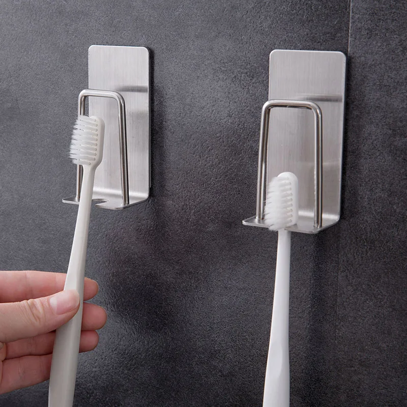 Stainless steel toothbrush holder with cup rack Bathroom wall holder Bathing item organizer