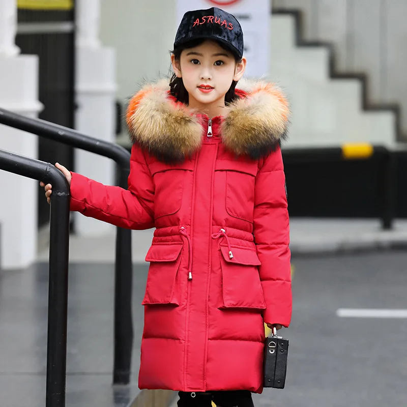 

Girls Parka Coats Down Jackets with real fur hooded 2018 new Girls Winter Coat kids winter clothing