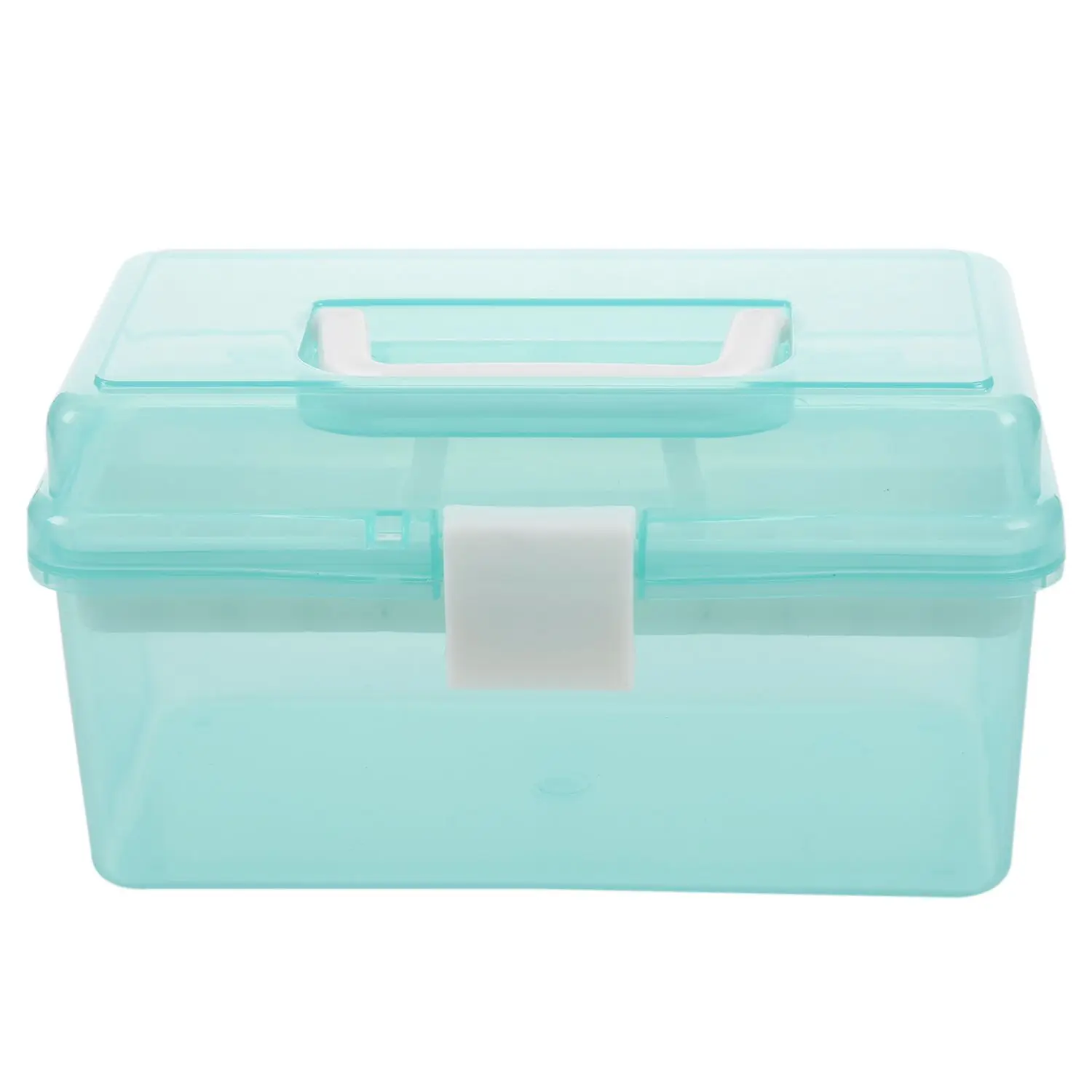 

Clear Turquoise Plastic Tray 2 Compartment Tool Storage Box Case