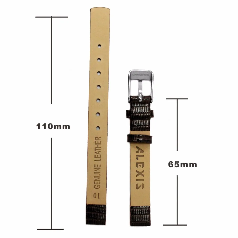10 мм 12 мм Alexis женские часы Бретели для нижнего белья Пояса из натуральной кожи группа черные, бежевые, коричневые розовый синий ящерица Часы